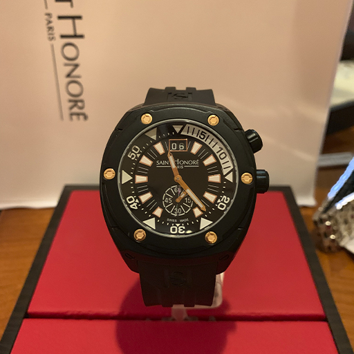 Saint Honore Men’s 8632157 8NIRB Haussman Black PVD Rubber Watch